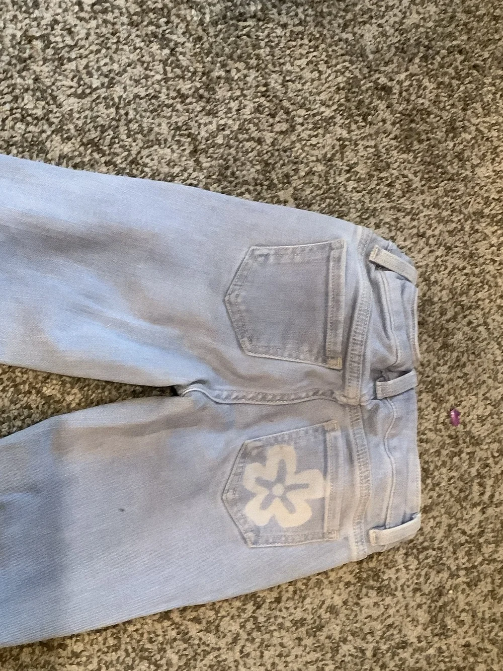 Girls Size 6x Light Blue Floral Print Bootcut Jeans